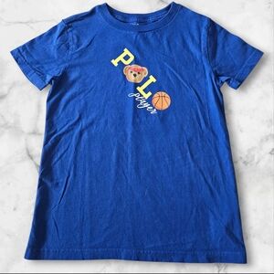Polo Ralph Lauren Kids Bear POLO Player Basketball Graphic Tee Size 7 Blue